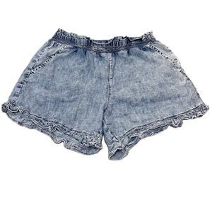 Gap Kids Denim Acid wash ruffle hem pull on shorts size XXL